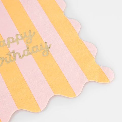 Serviettes à rayures Happy birthday - Cuppin's
