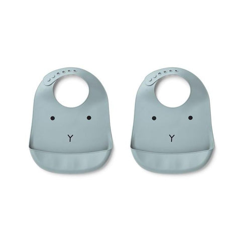Bavette Silicone "Rabbit sea blue" - 2 pack - Cuppin's
