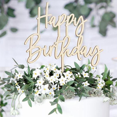 Cake topper en bois "Happy birthday" - Cuppin's
