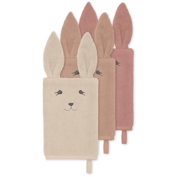 Lot de 3 gants de toilette "rose bunny" - Cuppin's