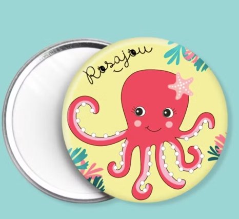 Miroir de poche pour enfant coloré theme pieuvre - Cuppin's