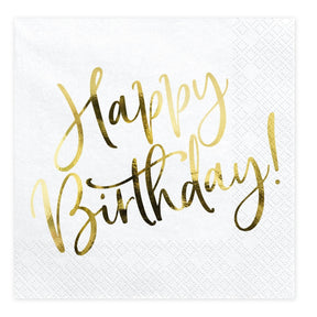 Serviettes Blanches Happy Birthday - Cuppin's